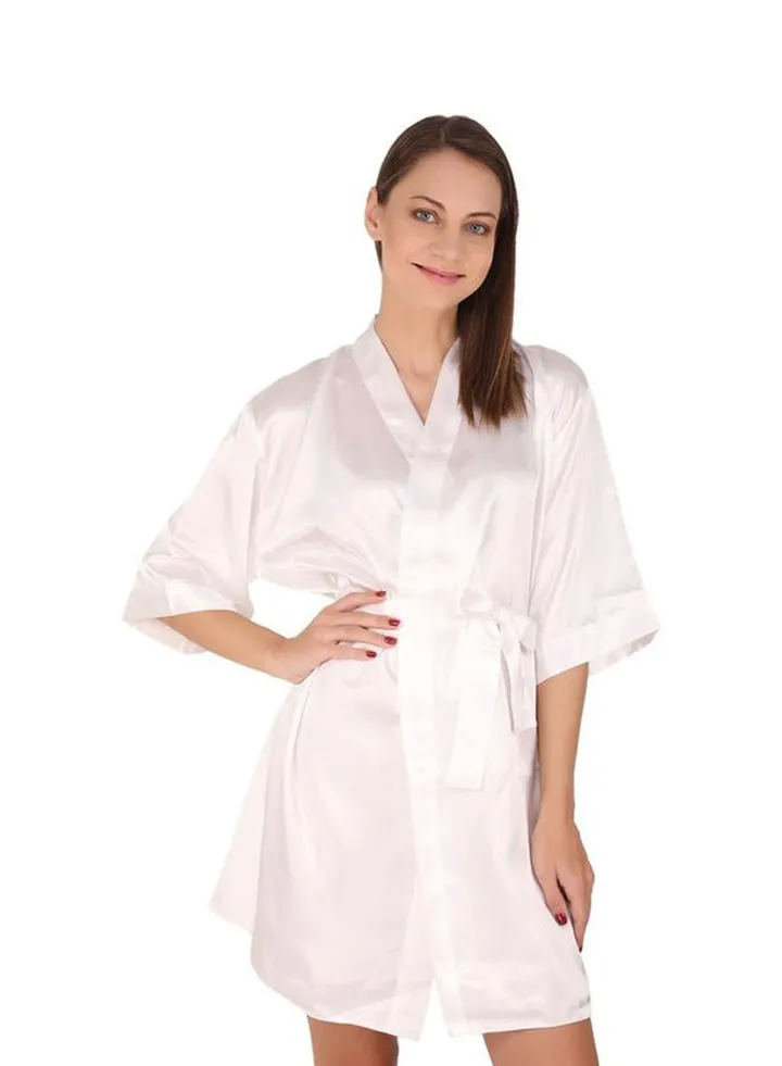 Polysatin Bridal Robe Off White