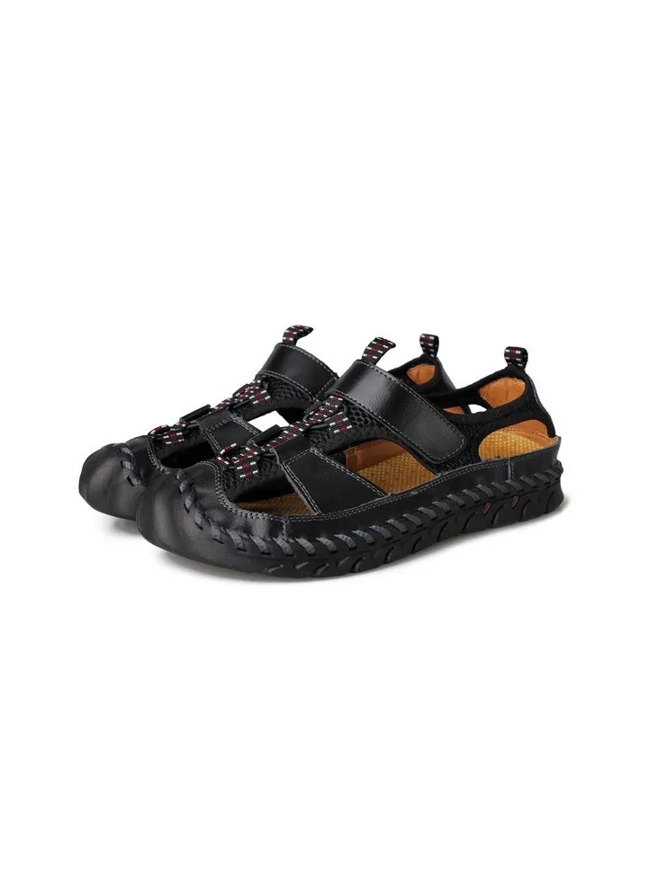Men Cowhide Sandals Black