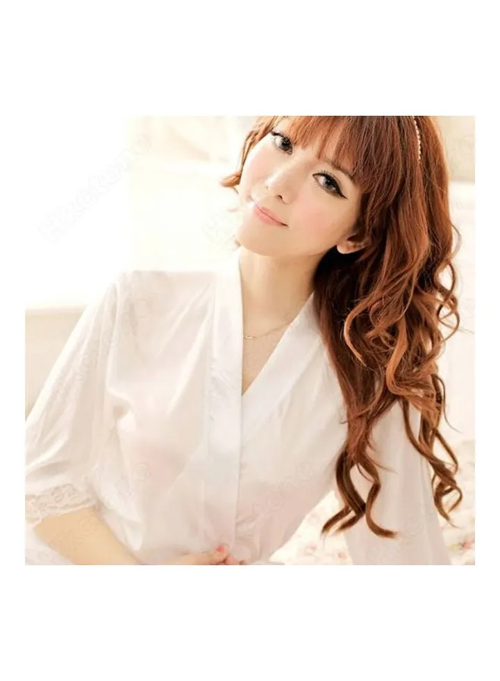 Women Underwear Temptation Nightdress Lace Nightgown Sleepwear Long Robe White