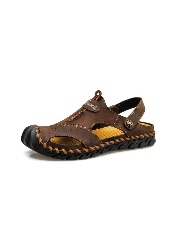 Men Cowhide Sandals Brown