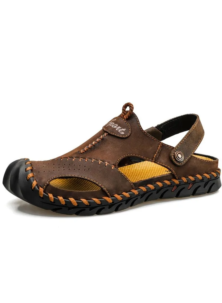 Men's Dual Purpose Breathable Casual Hollowed Out Cowhide Sandals