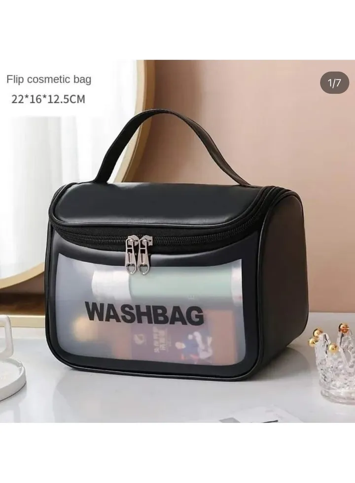 Black makeup and cream organizing bag
