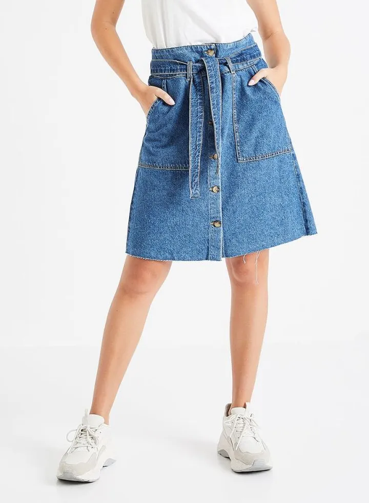 High Waist Skirt Blue