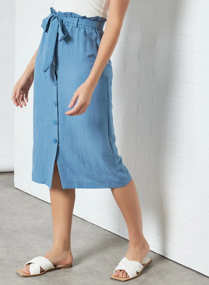 Paperbag Waist Skirt Blue