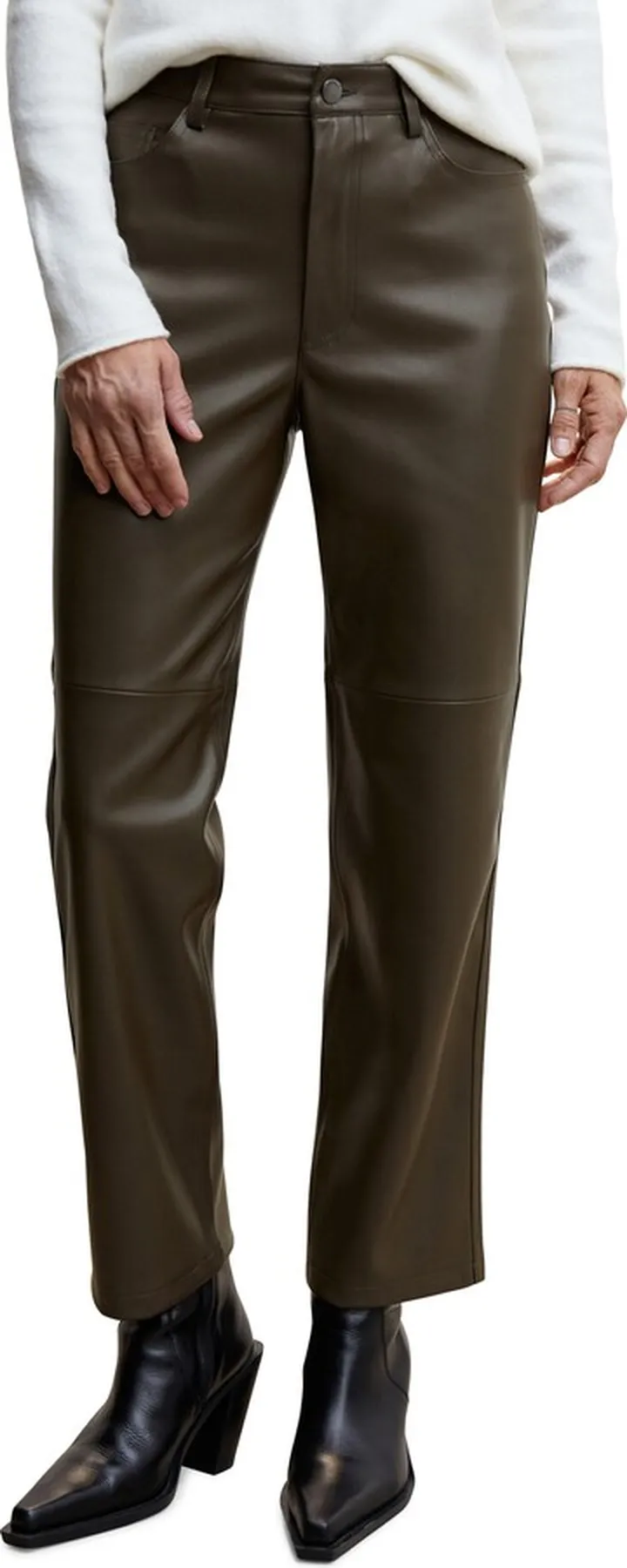 Faux Leather Straight Leg Pants