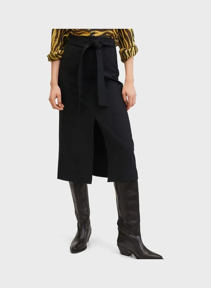 High Waist Midi Skirt Black