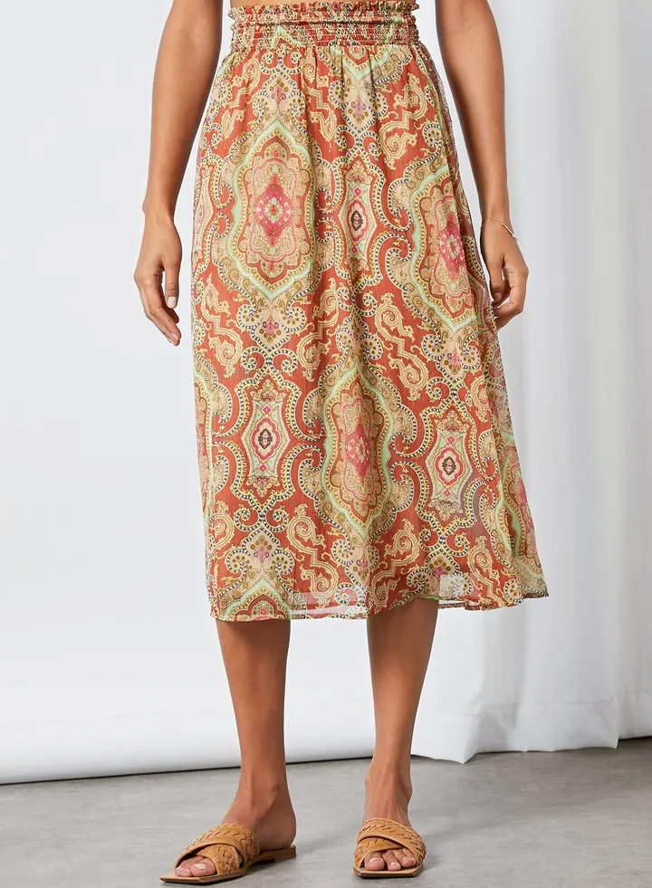 Retro Print Skirt Hot Sauce