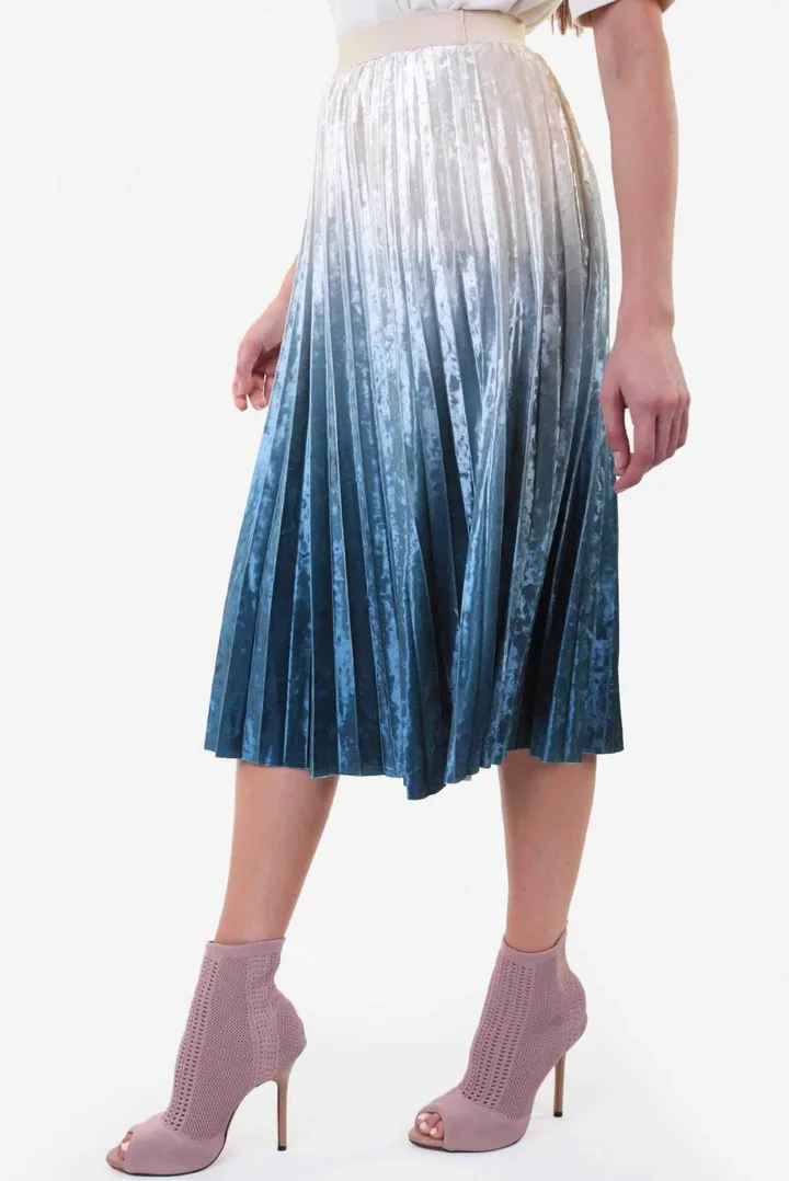 Ombré Velvet Skirt Blue/White
