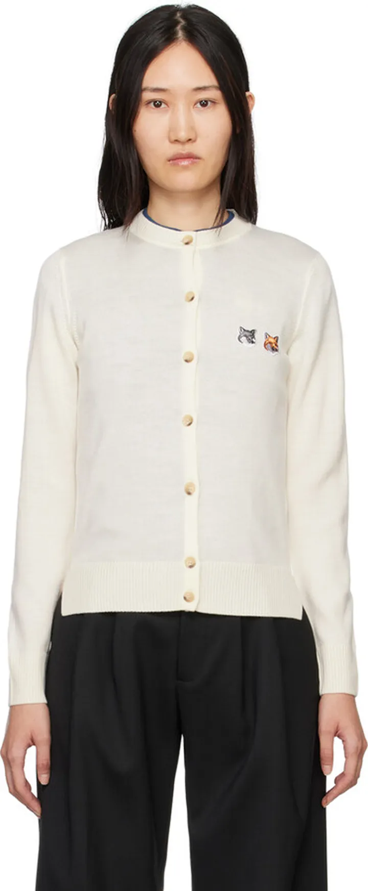 Maison Kitsuné Off-White Double Fox Head Cardigan