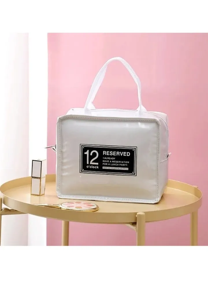 Waterproof portable leather cosmetic bag - white 23*19 Cm