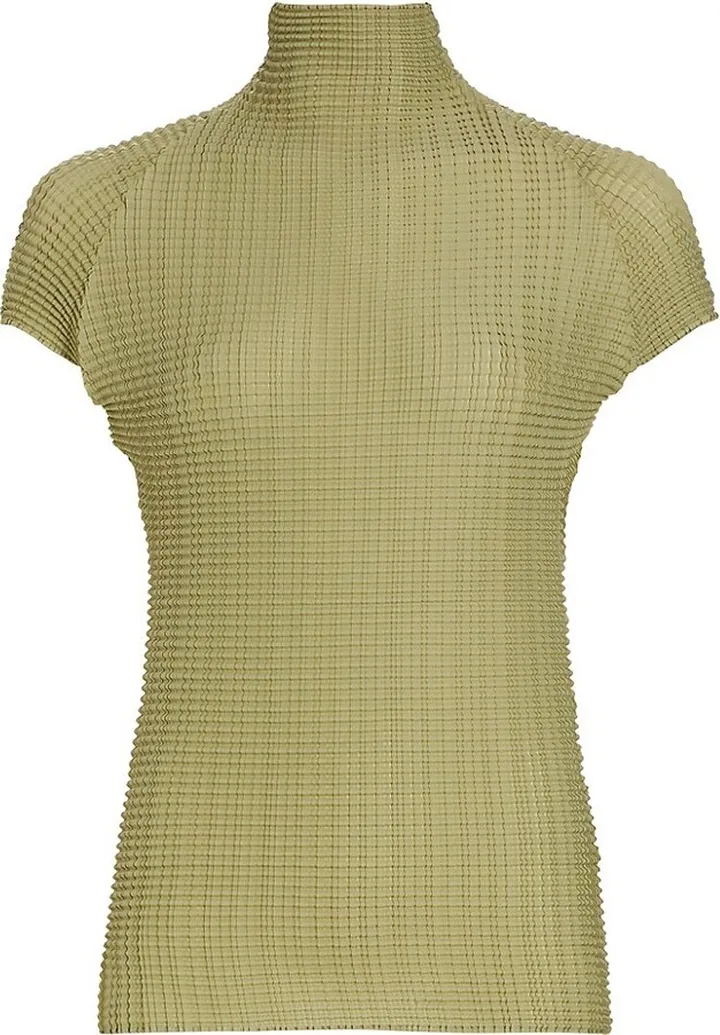 Wooly-Pleats Turtleneck Top