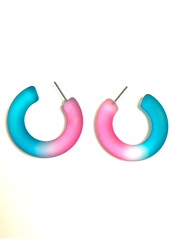 Pink/Baby Blue Semi Circled Earrings