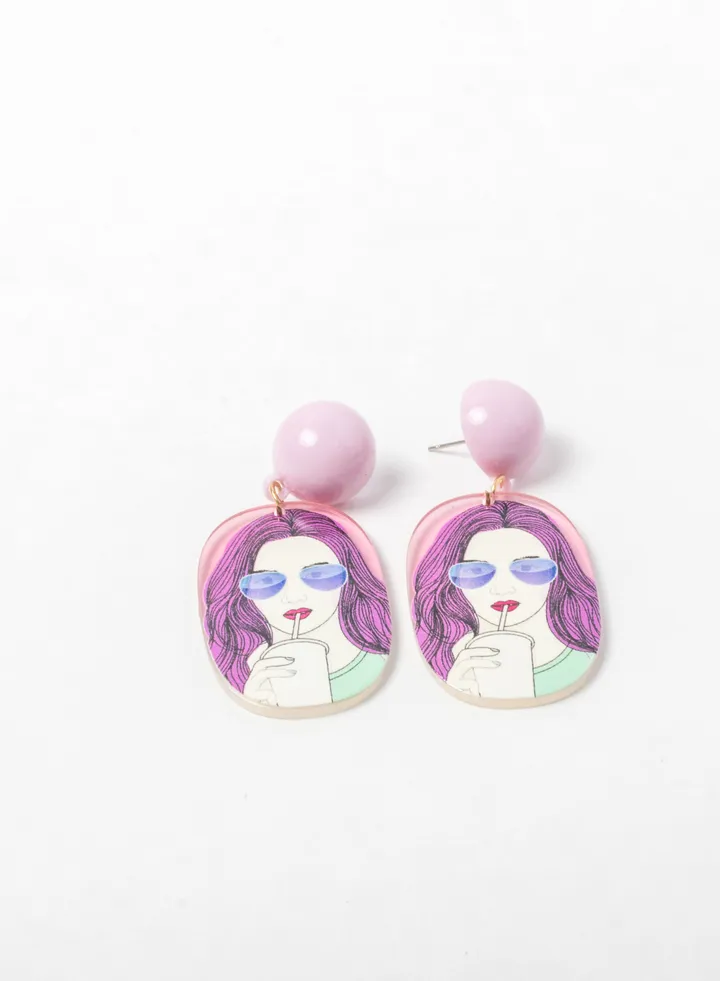 Purple Casual Earring