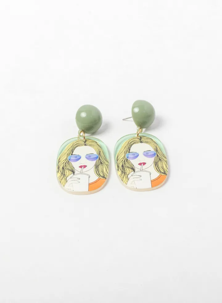 Green Casual Earring