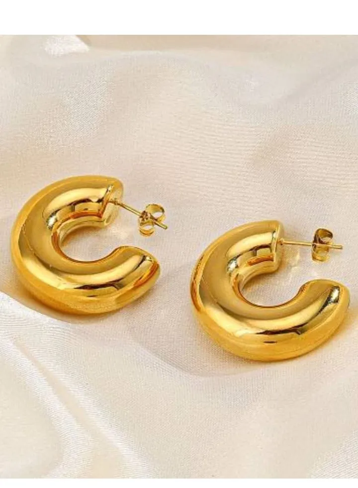 Solid gold stainless steel earring