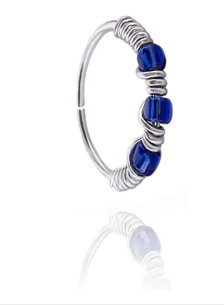 Enjoy Time Sterling Silver Endless Gauge Nose Ring Piercing, Get Your Own Now (Blue)