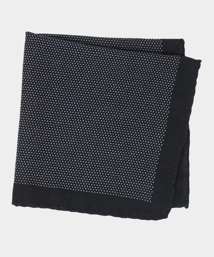 Italian Micro Dot Pocket Square in Navy