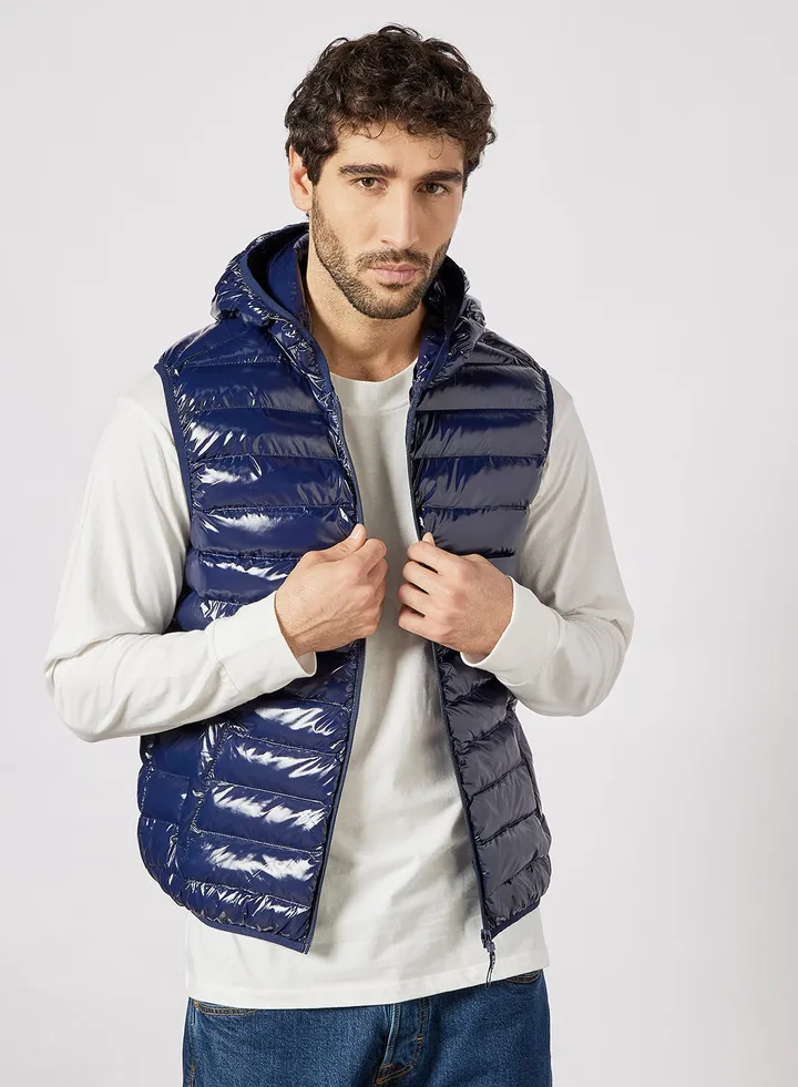 Casual Men Nylon Jacket Navy