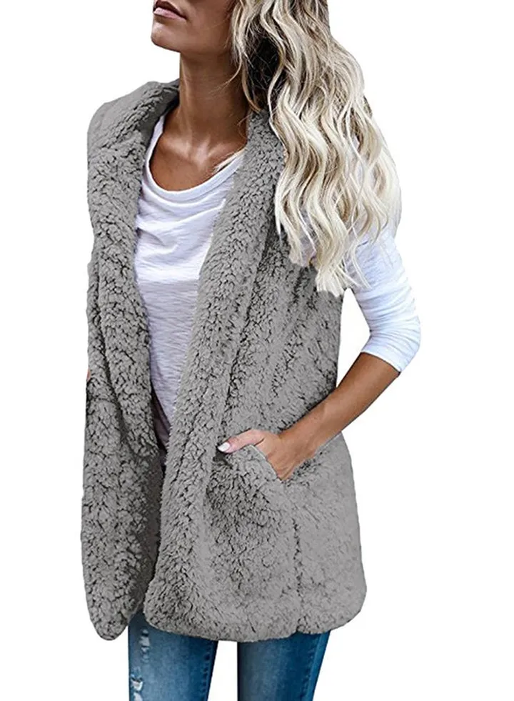 Casual Hooded Sleeveless Vest LNP71124361 Grey