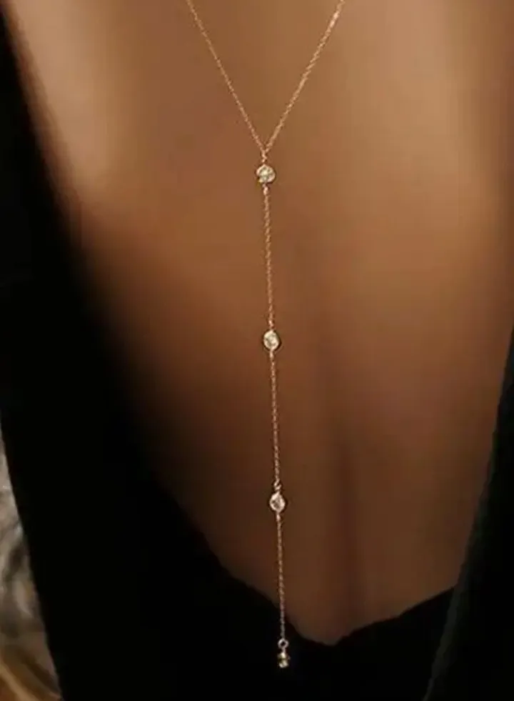 Simple necklace with a long rhinestone chain