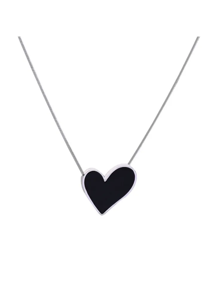 Simple Black Heart Element Necklace