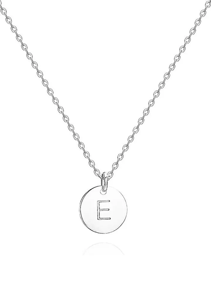 Women Casual Silver Necklace With E Letter Pendant