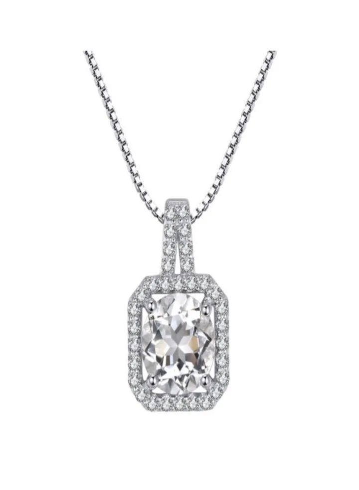 Simple Niche Shiny Square Diamond Silver Necklace