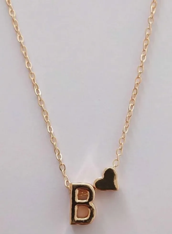 Fashion Tiny Heart Dainty with Letter Initial Necklace