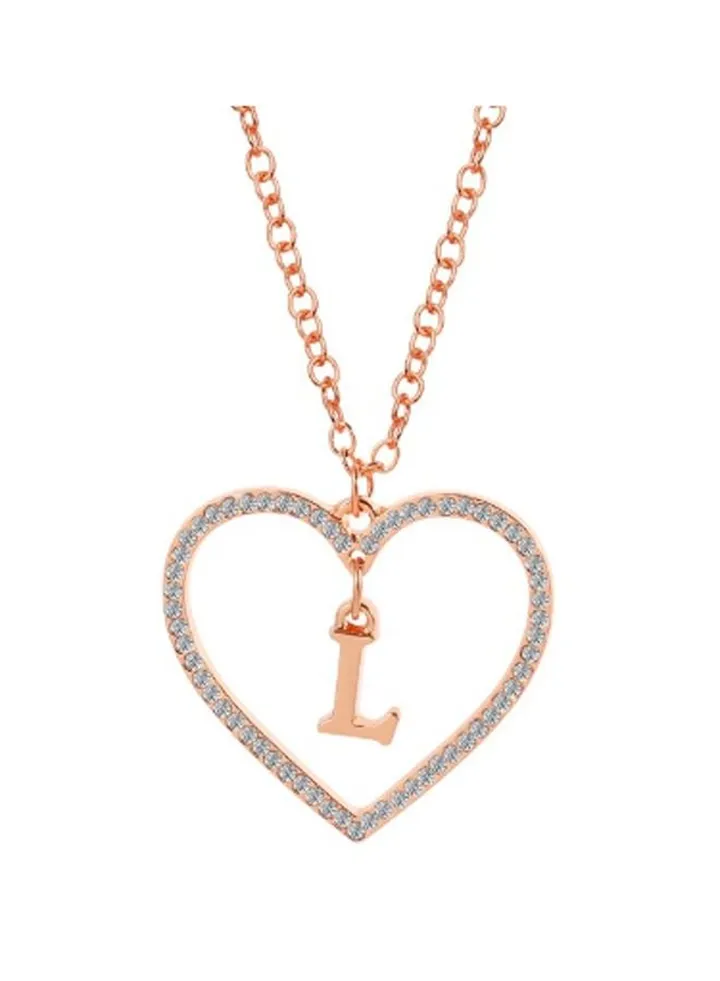 Casual Women Zircon Heart Necklaces for Crystal Chain With L Letter