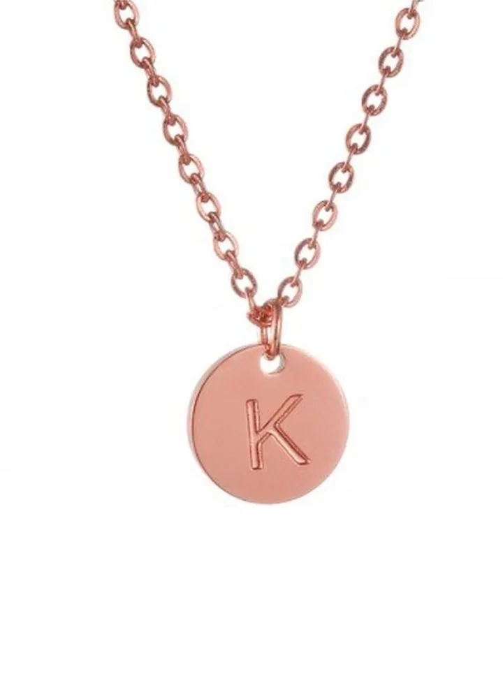 Women Casual Rose Gold Necklace With K Letter Pendant