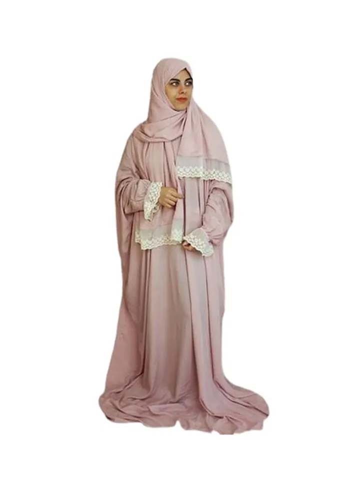 Lace Sleeve Prayer Dress Pink