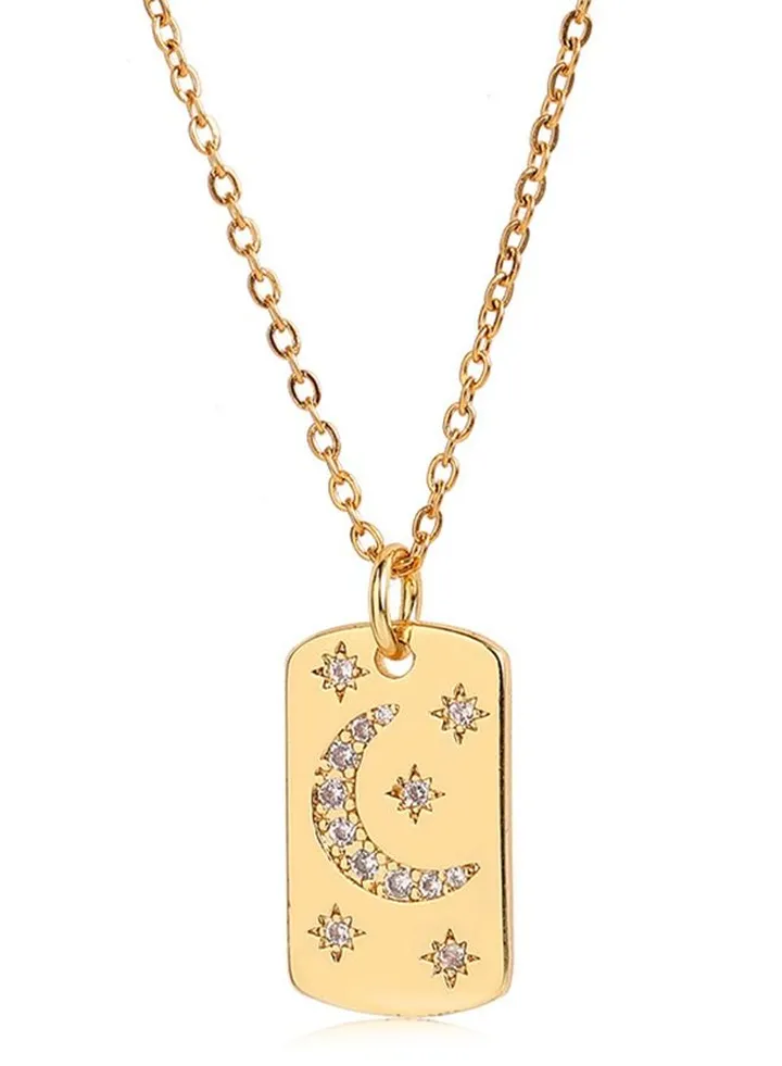 Zircon Star Moon Necklace Pendant for Women