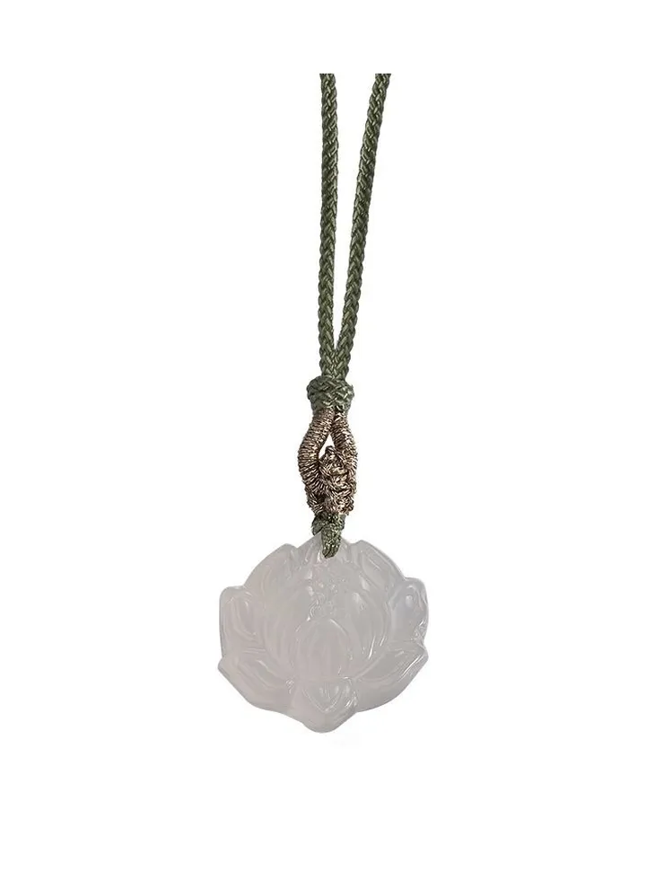 White Lotus Jade Woven Necklace Simple Clavicle Chain