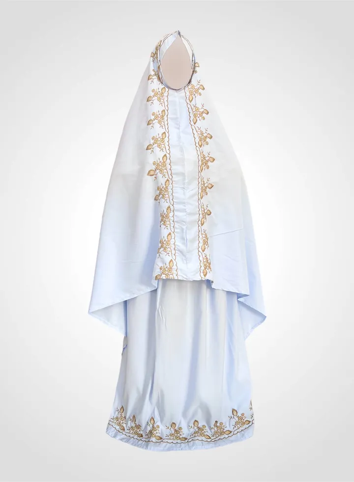 A Soft And Comfortable Two-Piece Embroidered Cotton Prayer Sheet That Fits All Sizes