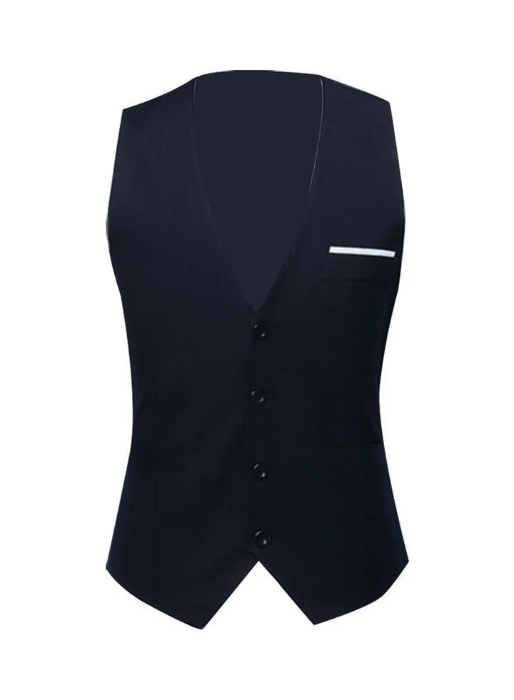 Sleeveless Pocket Detail Blazer Suit Waistcoat Dark Blue