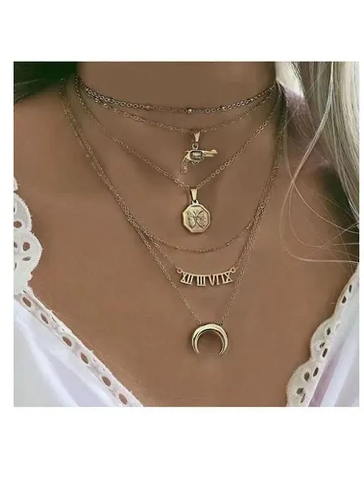 Multi Chain Necklace In Gold Color For Women