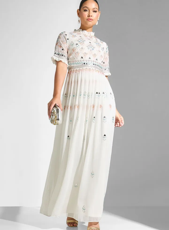 Embellished Tiered Dress