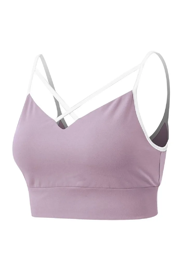 New nylon shock gathering running bra yoga vest