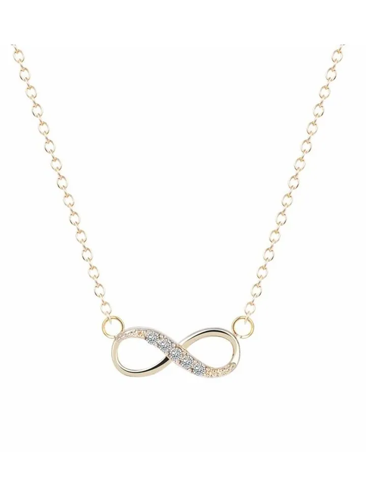 Elegant women's necklace infinity design studded with shiny crystals
