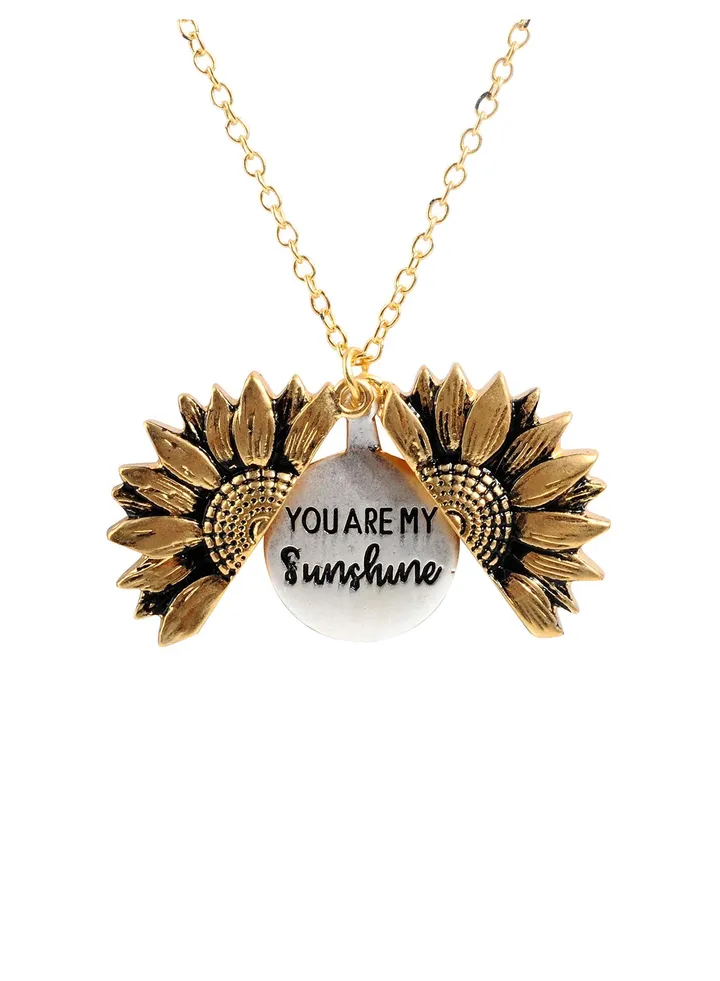 Engraved Necklace Inspirational Sunflower Locket Necklace Jewelry for Women Girlfriend. Birthdays, Valentine's Day