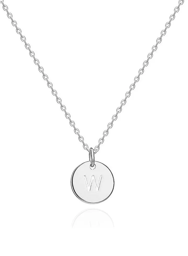 Women Casual Silver Necklace With W Letter Pendant