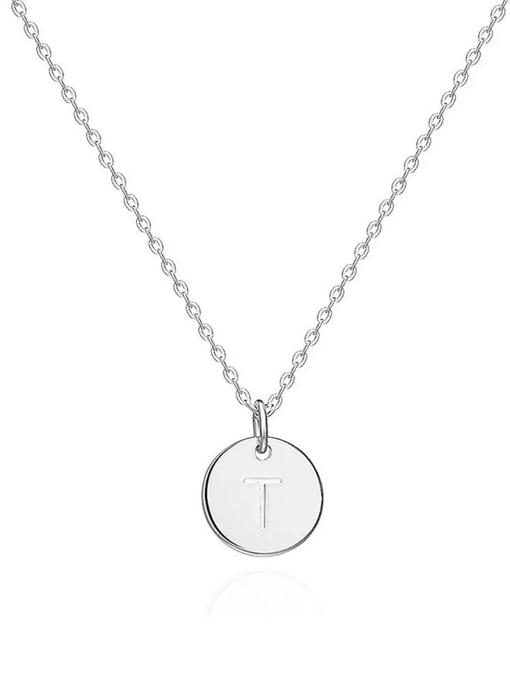 Women Casual Silver Necklace With T Letter Pendant