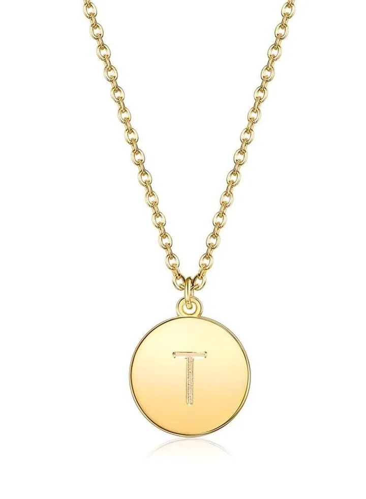 Women Casual Gold Necklace With T Letter Pendant