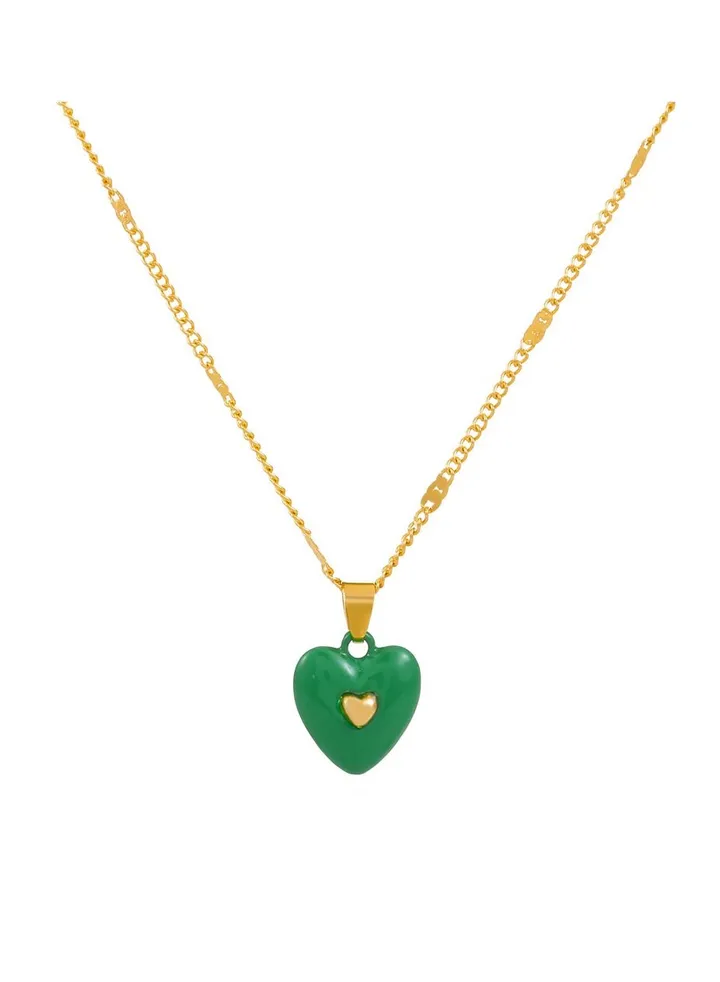 Enamel Double Heart Necklace