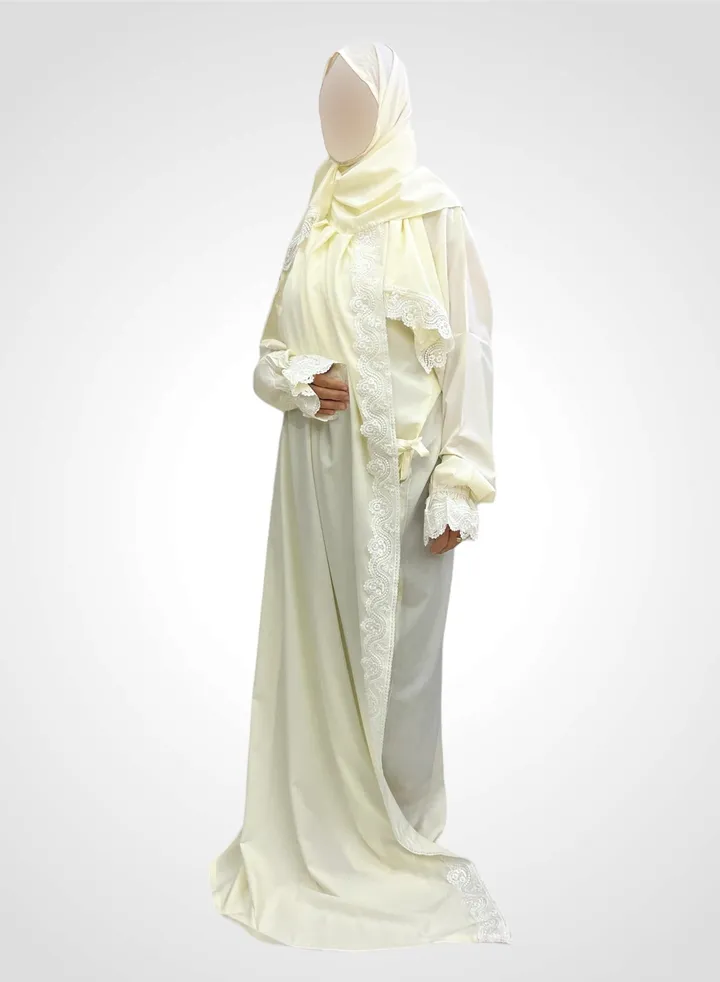 A Very Soft And Comfortable Lace Prayer Dress Consisting Of One Piece That Covers The Whole Body With A Uniform And Wide Size Suitable For All Bodies