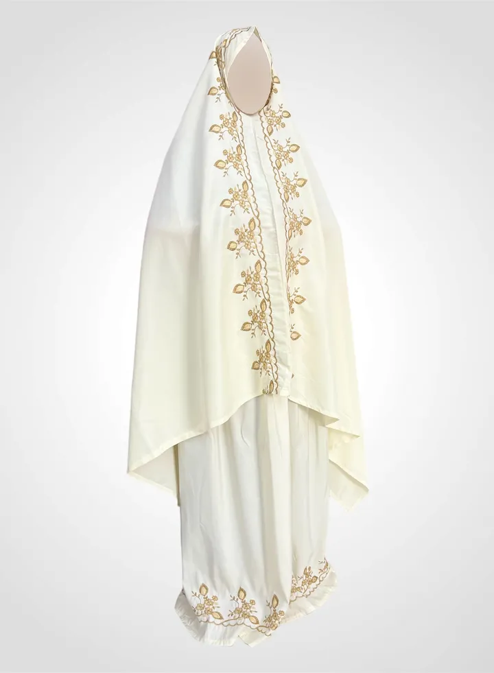 A Soft And Comfortable Two-Piece Embroidered Cotton Prayer Sheet That Fits All Sizes