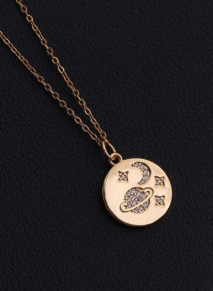 Zircon Star Moon Necklace Pendant for Women
