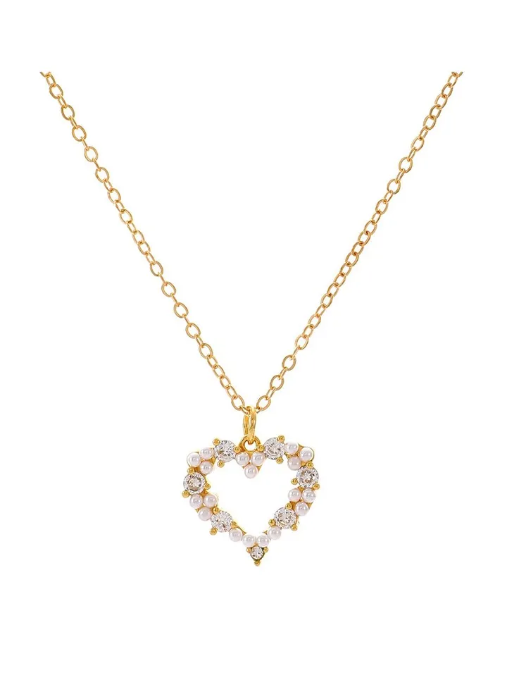 Cutout Heart Pearl Necklace