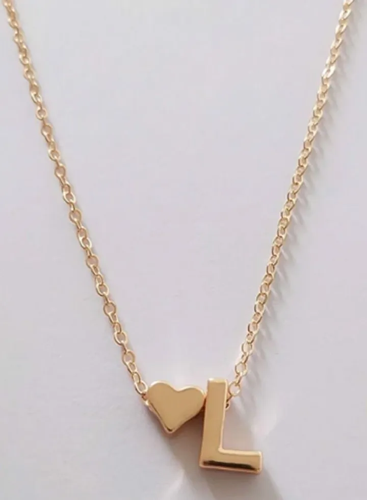 Fashion Tiny Heart Dainty with Letter Initial Necklace