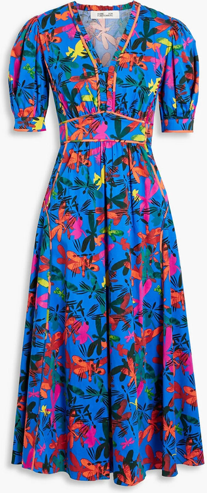 Devon printed cotton-blend sateen midi dress